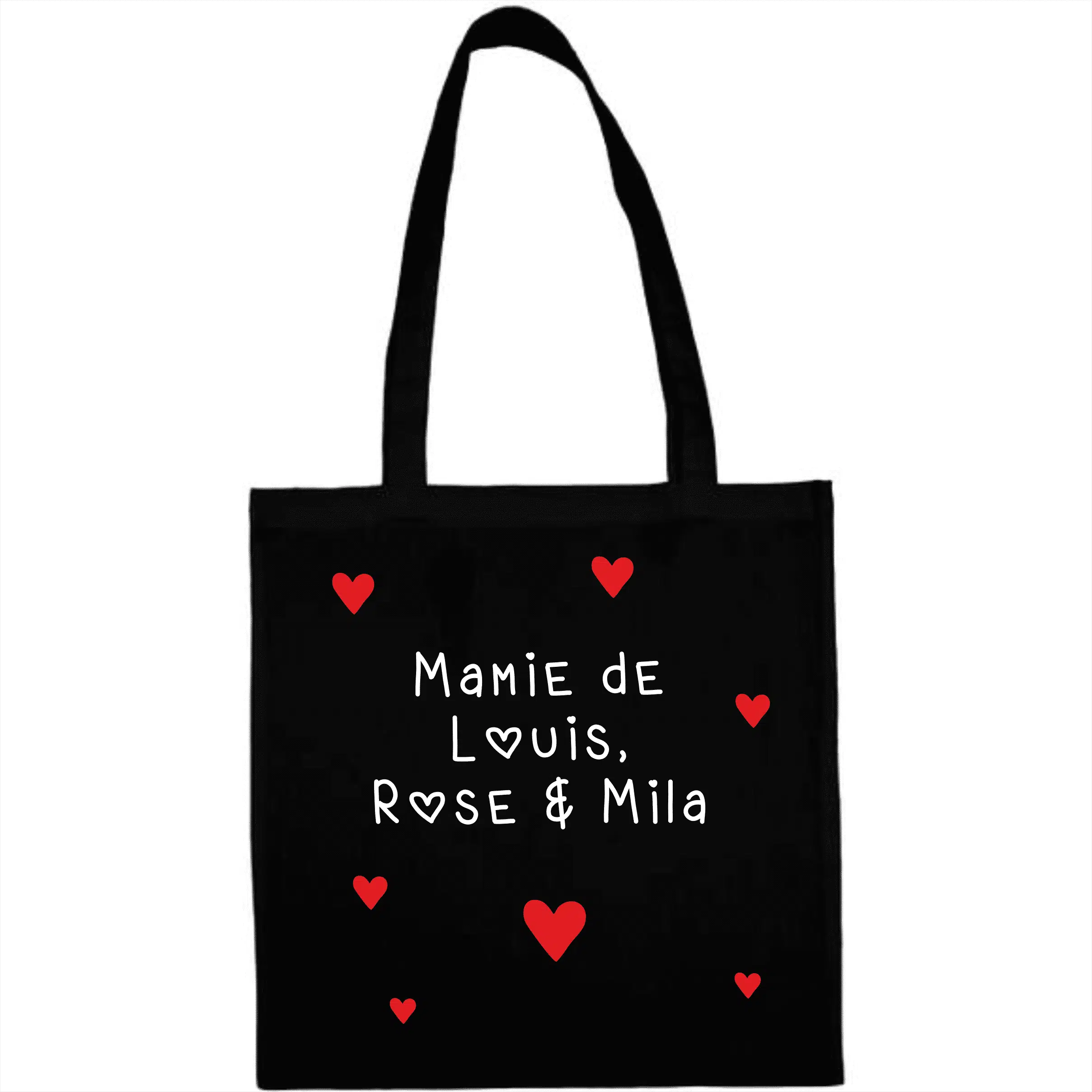 totebag noir coeurs