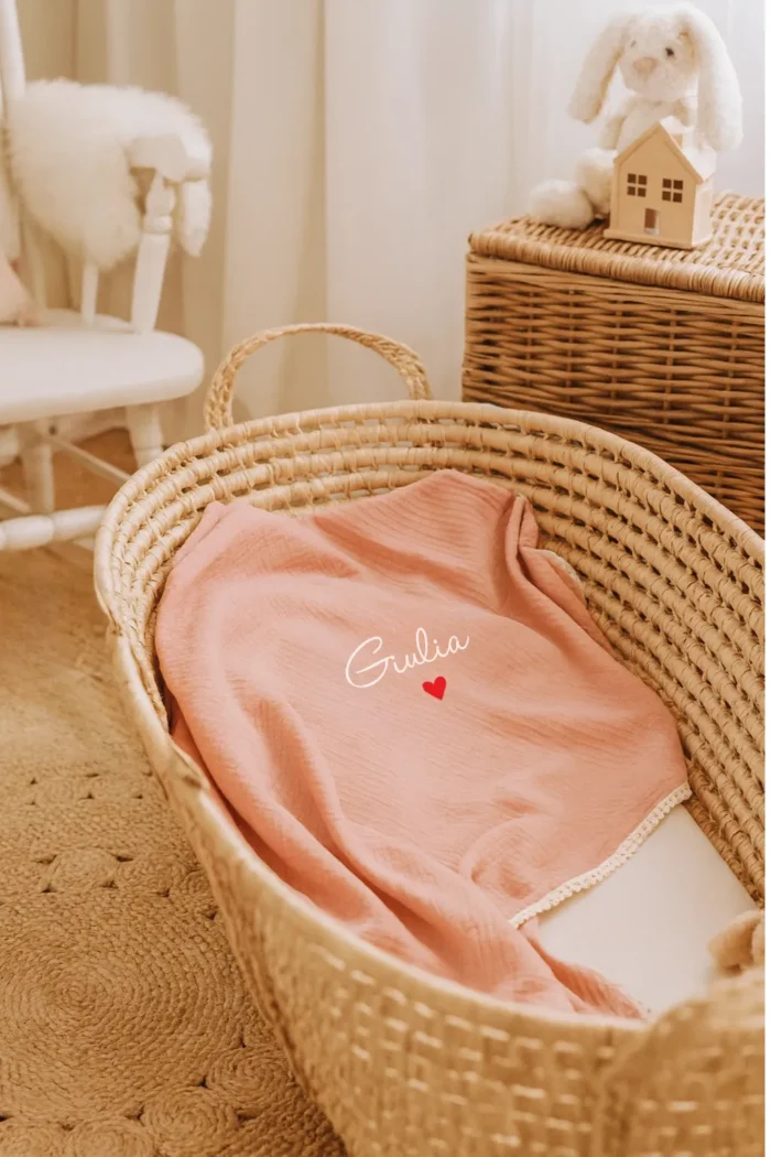 couverture gaze de coton rose