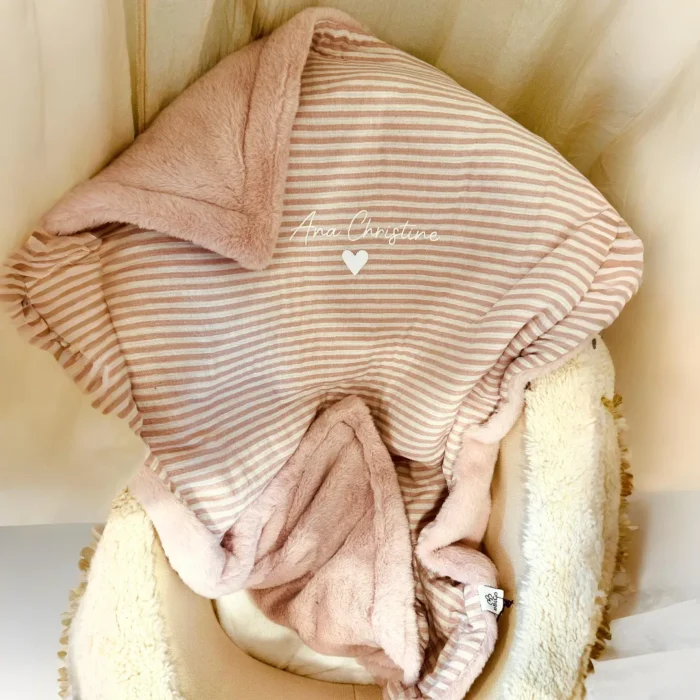 couverture polaire rayé rose