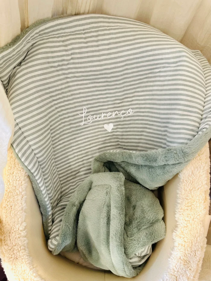 couverture polaire rayé vert