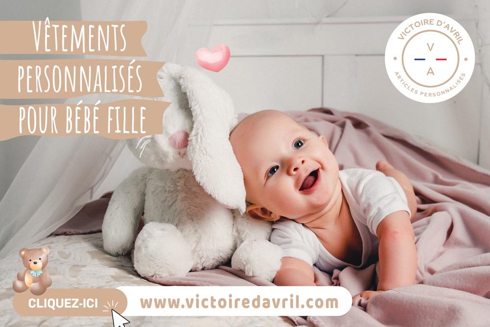 Vêtement personnalisé bébé fille chez VICTOIRE D'AVRIL