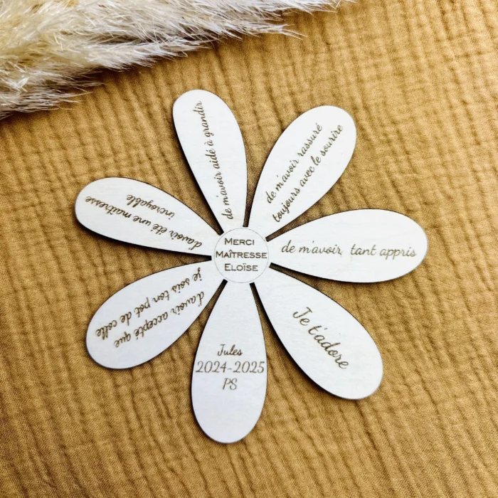 magnet fleur bois