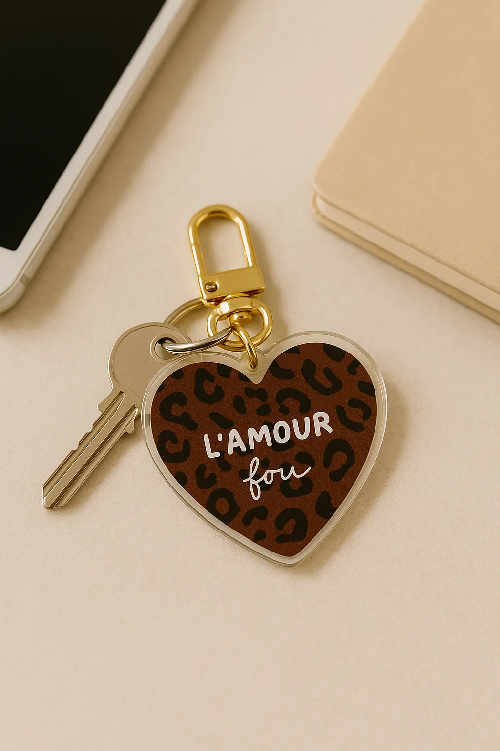 Porte-clés l'amour fou graou marron/noir