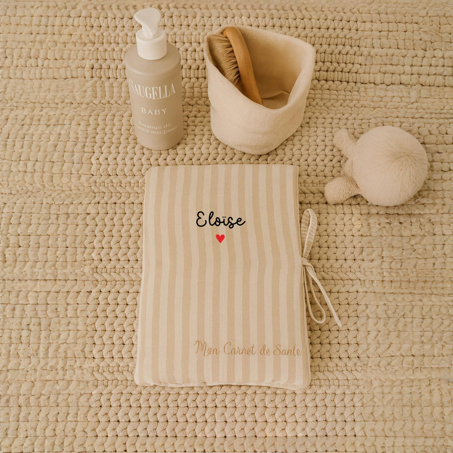 protège carnet de santé stripe biscuit